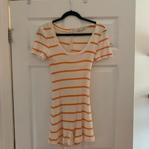 Zara Orange and White Striped Romper